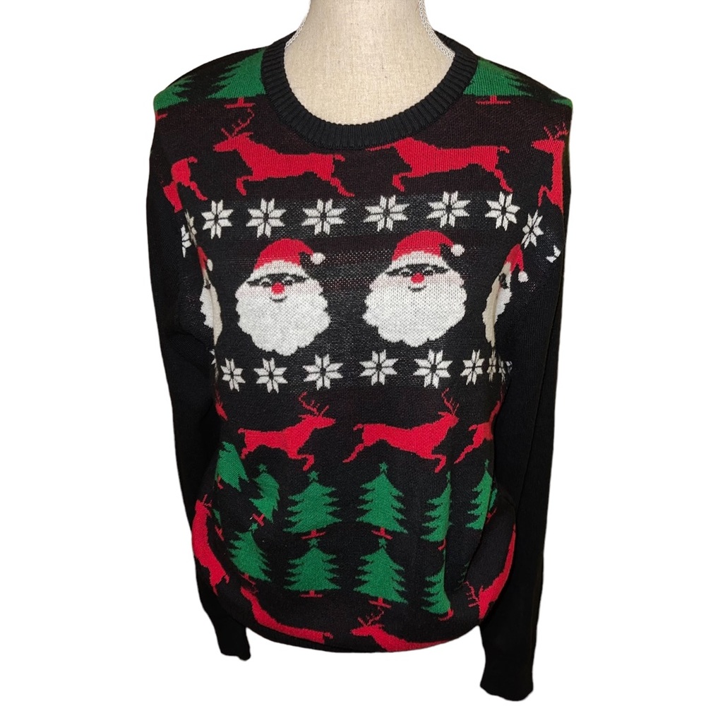 Carbow Christmas Sweater Ugly Christmas Sweater Men’s Size Large Black White Red